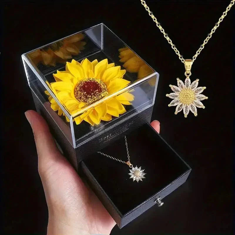 Colar e Caixa Girassol Abrazza- Banhado em 18K